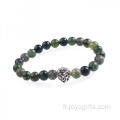 Bracelet de Perles Agate aquatiques la main 22 8mm